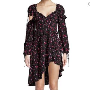 For Love and Lemons XS Rosie Ruffle Asymmetrical Floral Mini Dress EUC